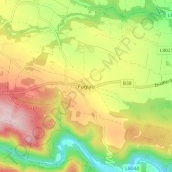 Topografische Karte Fuglau, Höhe, Relief