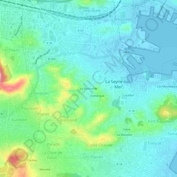Topografische Karte La Donicarde, Höhe, Relief