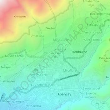 Topografische Karte Juan Pablo II, Höhe, Relief