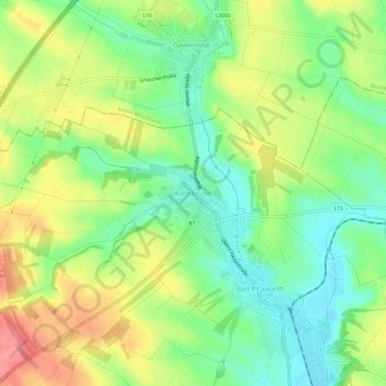 Topografische Karte Kollnbrunn, Höhe, Relief