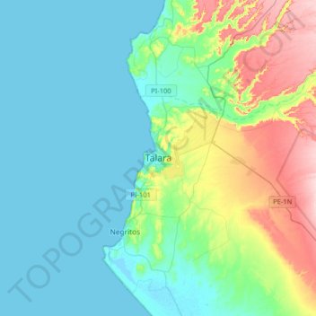 Topografische Karte Talara, Höhe, Relief