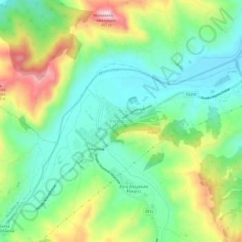 Topografische Karte Pietracuta, Höhe, Relief