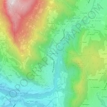 Topografische Karte Chez Mermier, Höhe, Relief