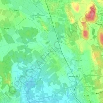 Topografische Karte Kluftern, Höhe, Relief
