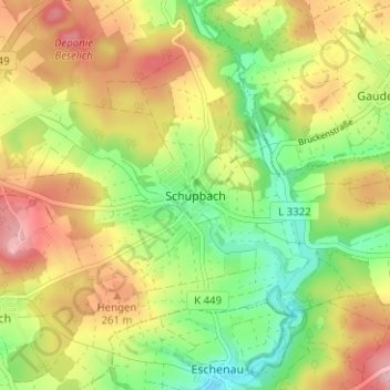 Topografische Karte Schupbach, Höhe, Relief