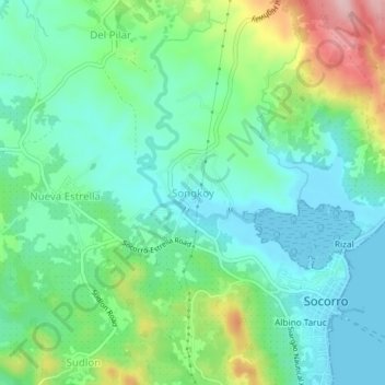 Topografische Karte Songkoy, Höhe, Relief