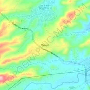 Topografische Karte Mainang, Höhe, Relief