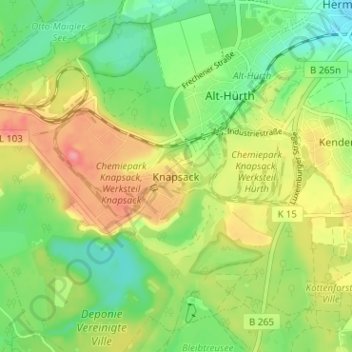 Topografische Karte Knapsack, Höhe, Relief