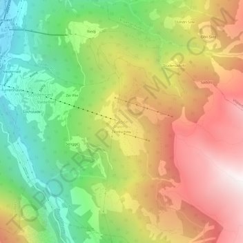 Topografische Karte Gspon, Höhe, Relief