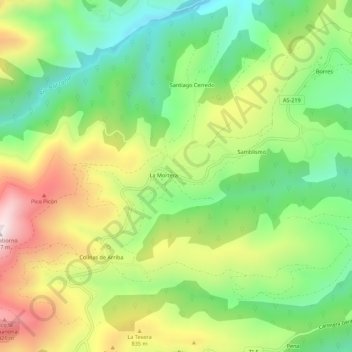 Topografische Karte La Mortera, Höhe, Relief