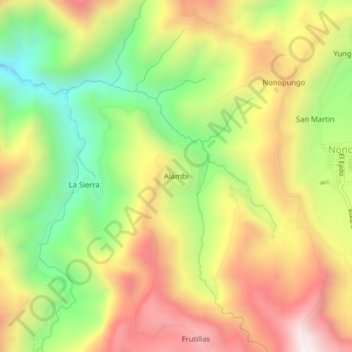 Topografische Karte Alambi, Höhe, Relief