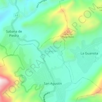 Topografische Karte Boquerón, Höhe, Relief