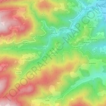 Topografische Karte L'Hermet, Höhe, Relief