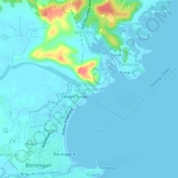 Topografische Karte Sabang North, Höhe, Relief