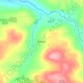 Topografische Karte Brosna, Höhe, Relief