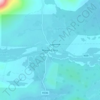 Topografische Karte Maam Cross, Höhe, Relief