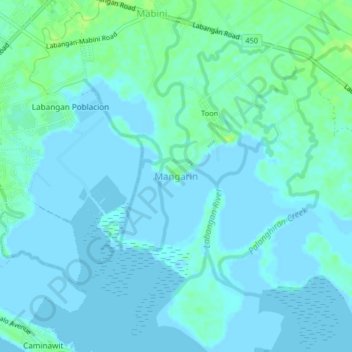 Topografische Karte Mangarin, Höhe, Relief