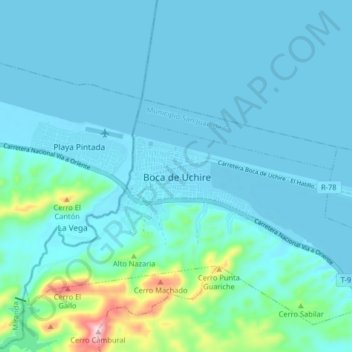 Topografische Karte Boca de Uchire, Höhe, Relief