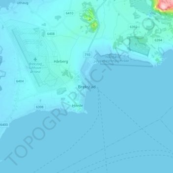 Topografische Karte Brekstad, Höhe, Relief