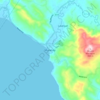 Topografische Karte Mulanay, Höhe, Relief