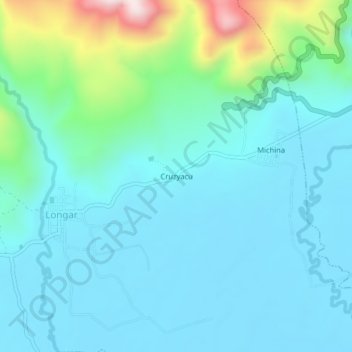 Topografische Karte Cruzyacu, Höhe, Relief