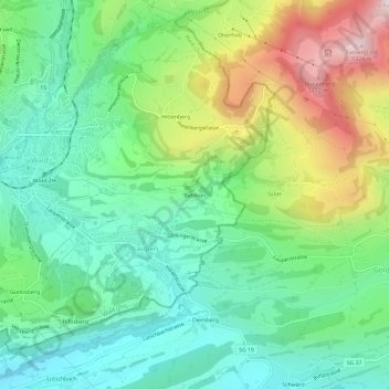 Topografische Karte Bebikon, Höhe, Relief