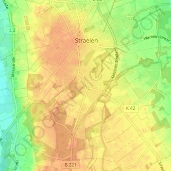 Topografische Karte Zand, Höhe, Relief