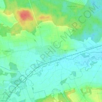 Topografische Karte Hörzhausen, Höhe, Relief