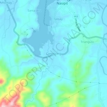 Topografische Karte Camagong, Höhe, Relief