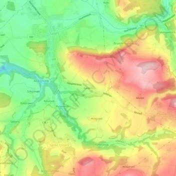 Topografische Karte Galtern, Höhe, Relief
