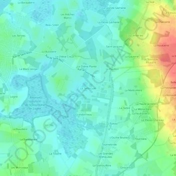 Topografische Karte Le Tertre Juin, Höhe, Relief