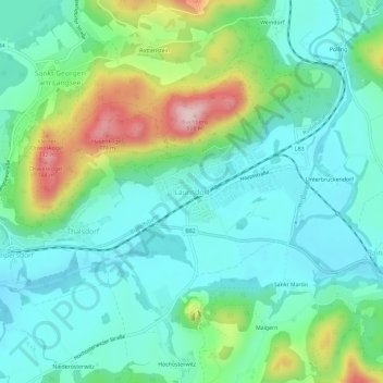 Topografische Karte Launsdorf, Höhe, Relief