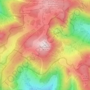 Topografische Karte Herzogenhorn, Höhe, Relief
