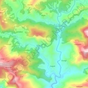 Topografische Karte pirsal, Höhe, Relief