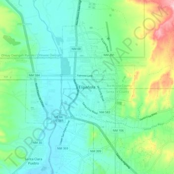 Topografische Karte Española, Höhe, Relief