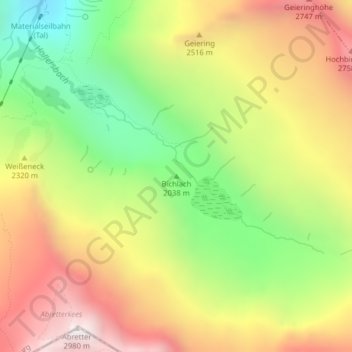 Topografische Karte Bichlach, Höhe, Relief