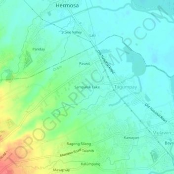 Topografische Karte Sampalok Lake, Höhe, Relief