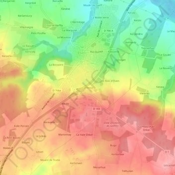 Topografische Karte Lamboux, Höhe, Relief