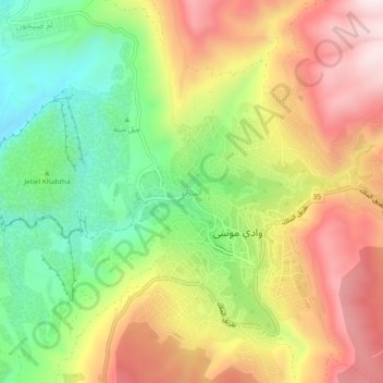 Topografische Karte Petra, Höhe, Relief