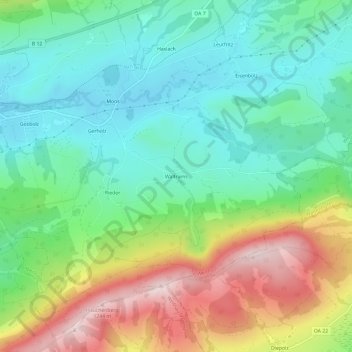 Topografische Karte Waltrams, Höhe, Relief