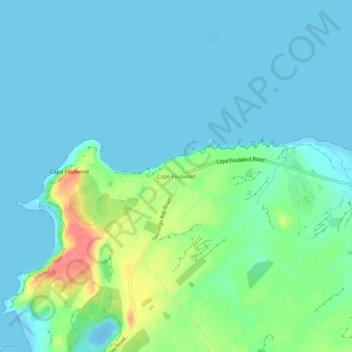 Topografische Karte Cape Foulwind, Höhe, Relief