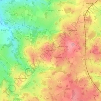 Topografische Karte Beautribeau, Höhe, Relief