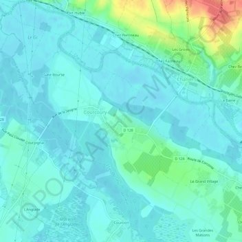 Topografische Karte Chez Deschamps, Höhe, Relief