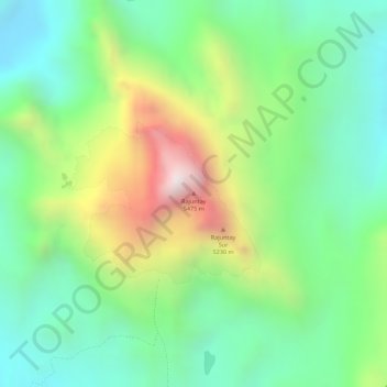 Topografische Karte Rajuntay, Höhe, Relief