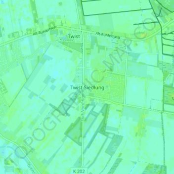 Topografische Karte Twist-Siedlung, Höhe, Relief