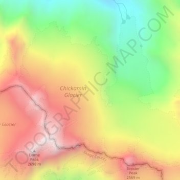 Topografische Karte Chickamin Glacier, Höhe, Relief