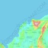 Topografische Karte Atlántico, Höhe, Relief