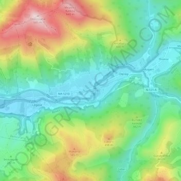 Topografische Karte Narbarte, Höhe, Relief