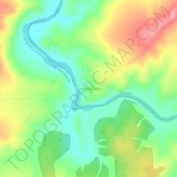 Topografische Karte Comnidades, Höhe, Relief