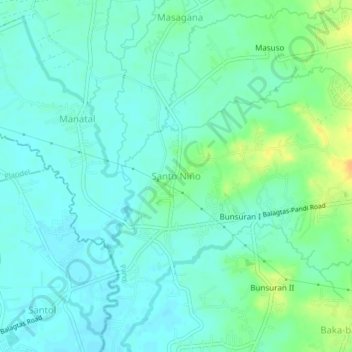 Topografische Karte Santo Niño, Höhe, Relief